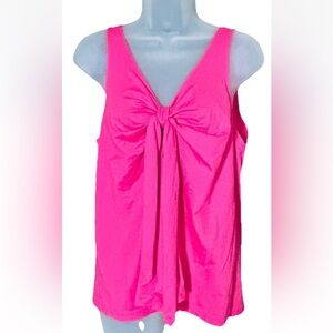 J. Crew Women’s M Tank Top Knot Tie Front Hot Pink Sleeveless Shirt 100% Cotton